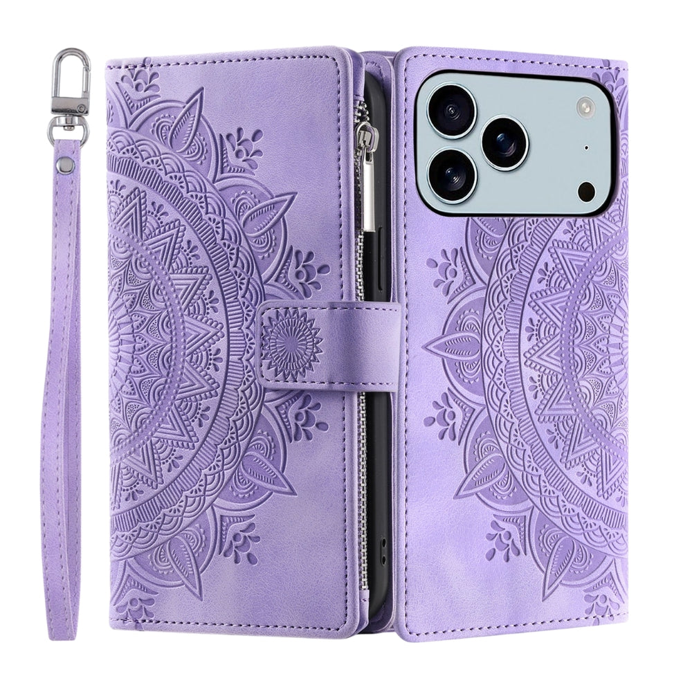 Denuo Magnetic Leather Wallet iPhone Case With Straps Purple