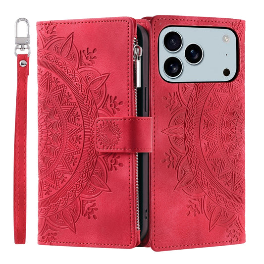Denuo Magnetic Leather Wallet iPhone Case With Straps Red