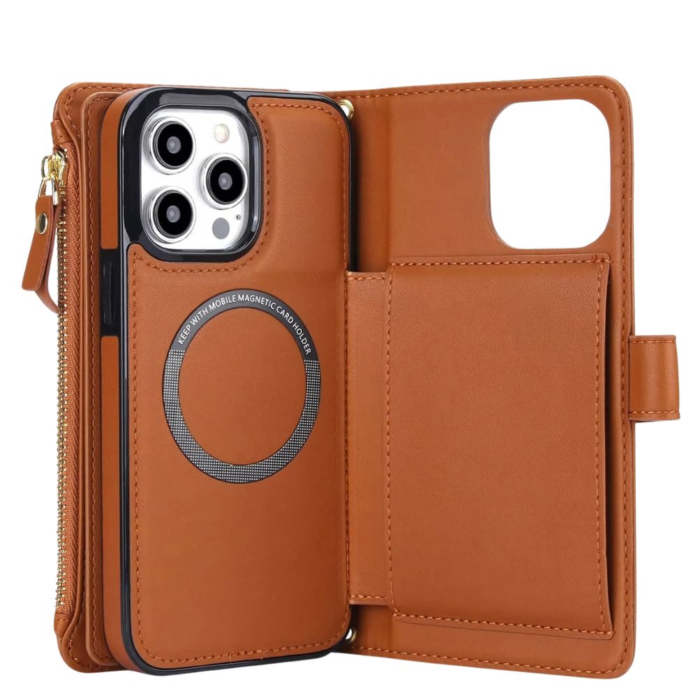 Detineo RFID Magnetic Detachable Wallet iPhone Case Brown