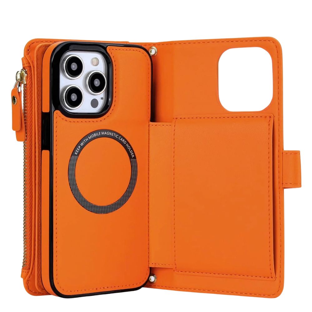 Detineo RFID Magnetic Detachable Wallet iPhone Case Orange