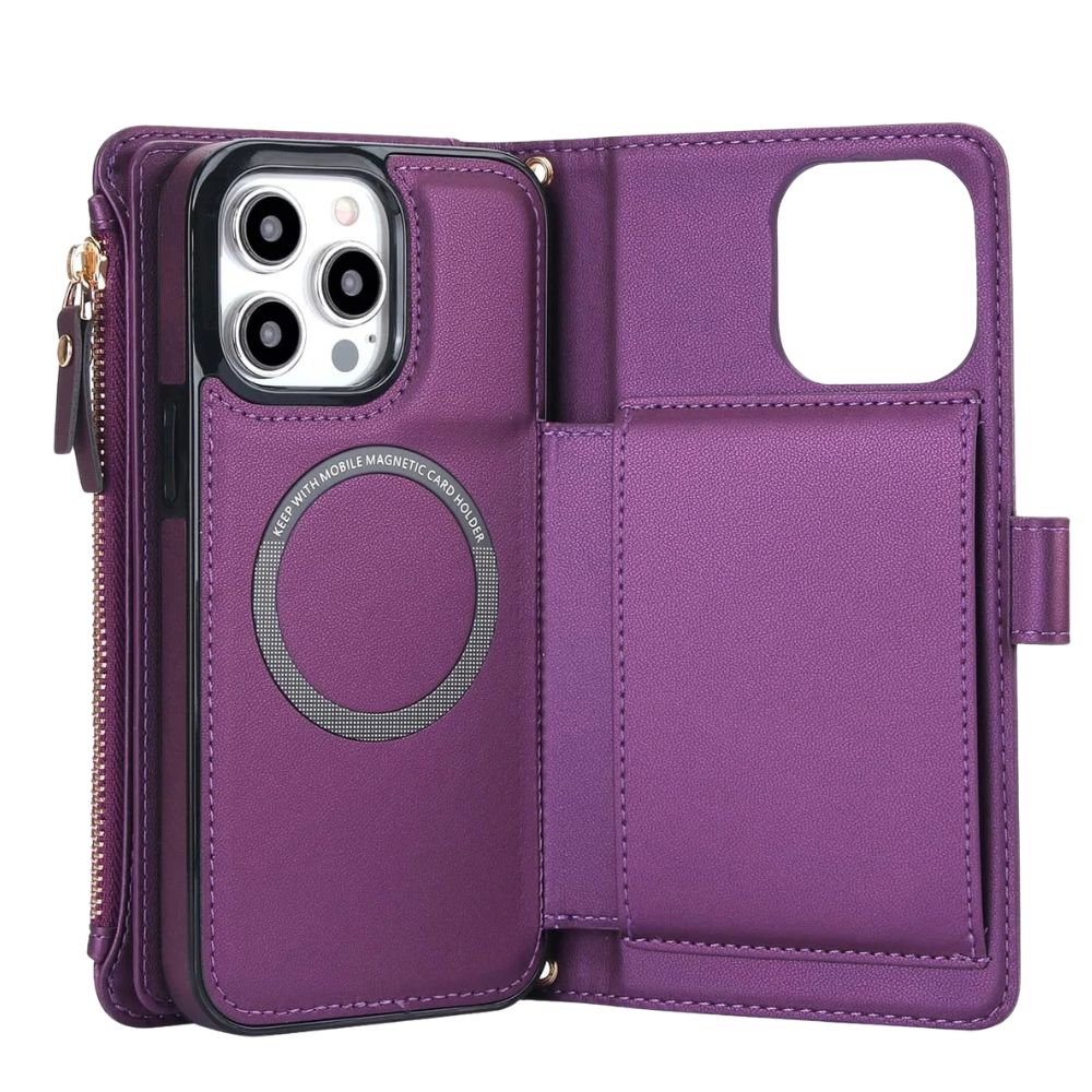 Detineo RFID Magnetic Detachable Wallet iPhone Case Purple