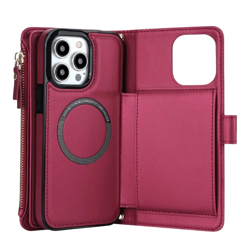 Detineo RFID Magnetic Detachable Wallet iPhone Case Red