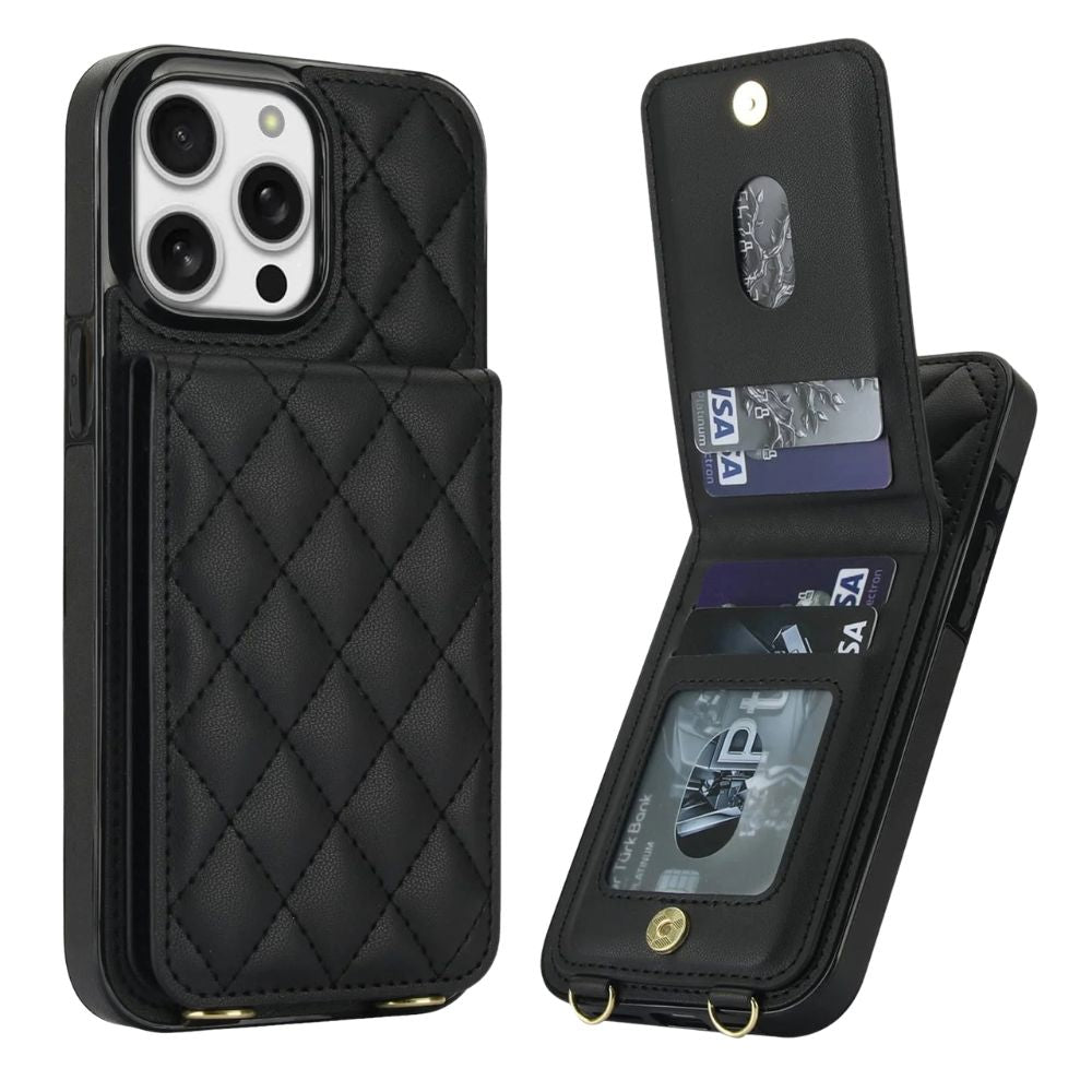 Devenio Leather Wallet iPhone Case With Card Holder Black