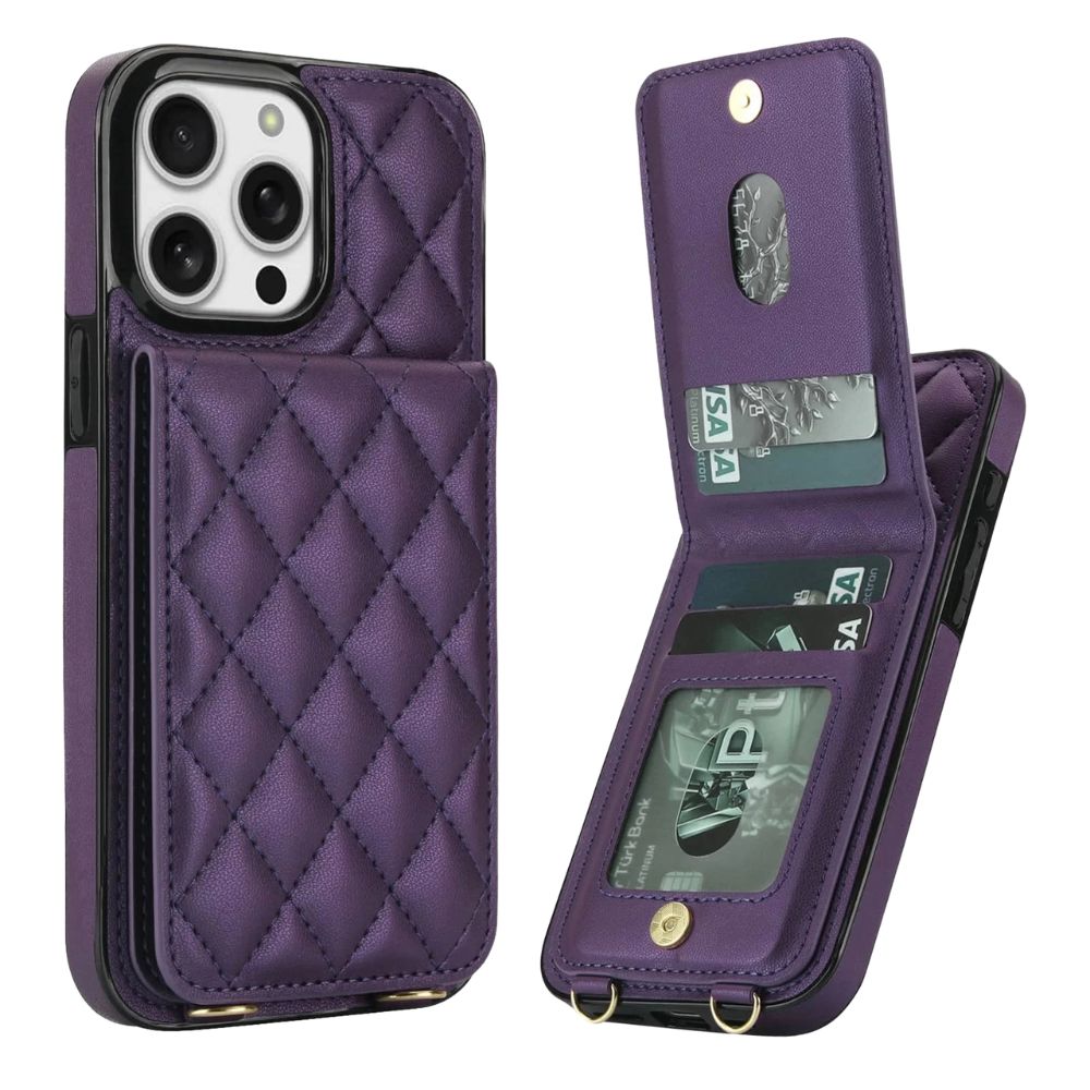 Devenio Leather Wallet iPhone Case With Card Holder Dark Purple