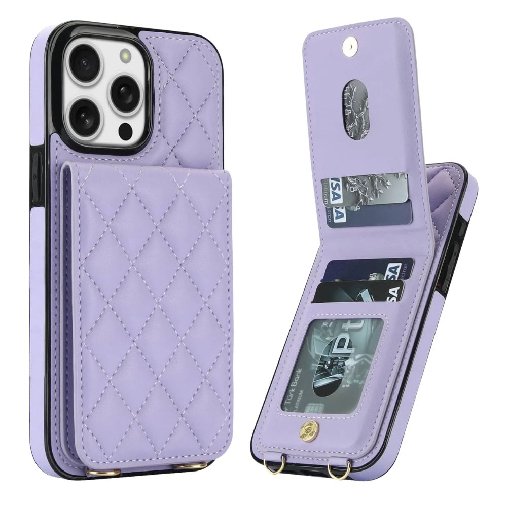 Devenio Leather Wallet iPhone Case With Card Holder Purple