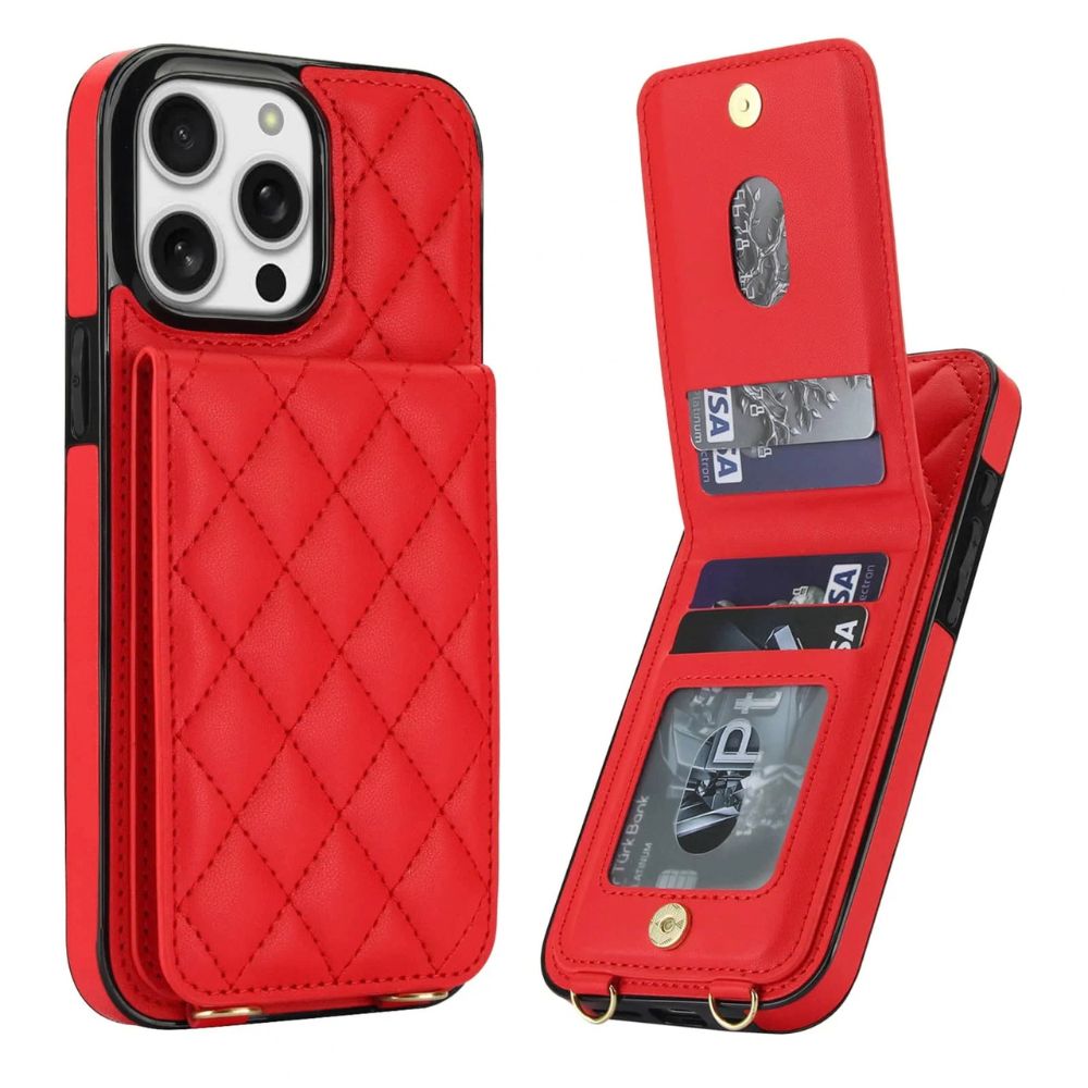 Devenio Leather Wallet iPhone Case With Card Holder Red