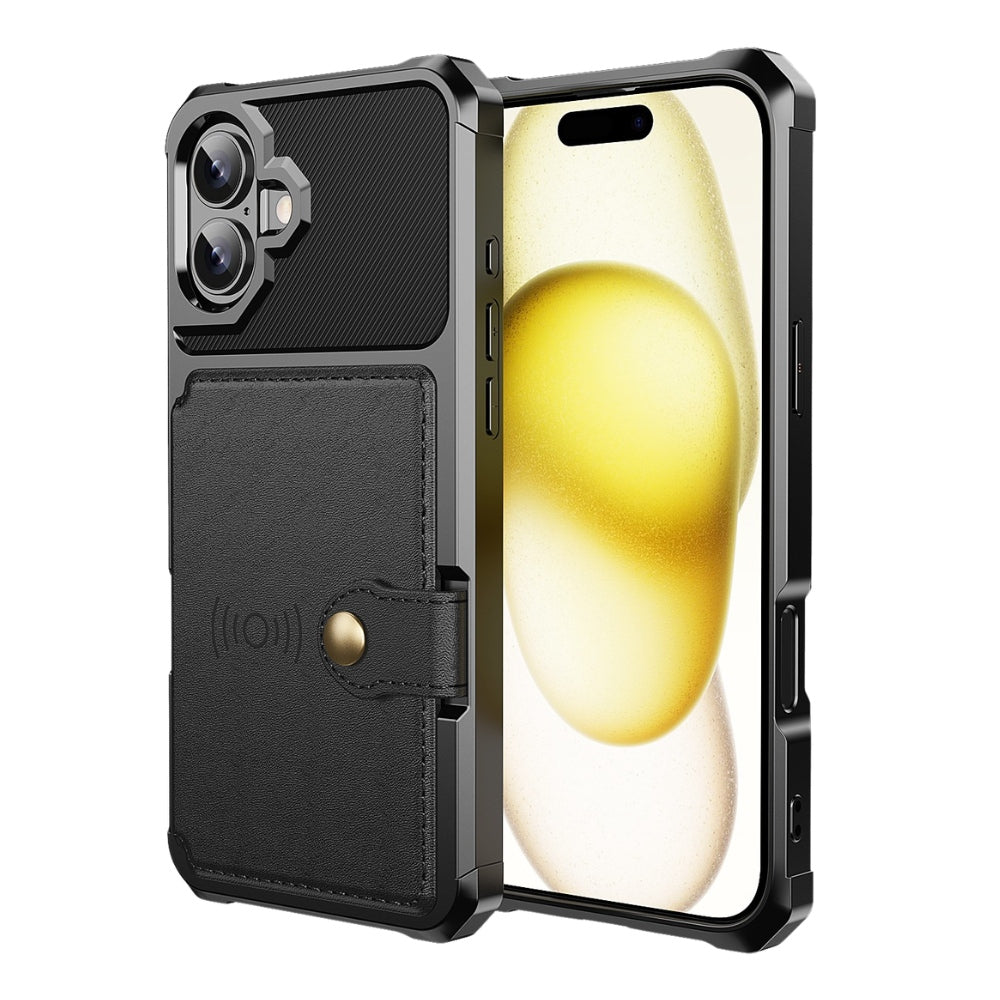 Echo Luxury Leather Wallet Case For iPhone Series 14-17 Black iPhone 17