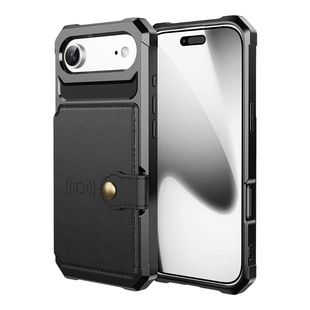 Echo Luxury Leather Wallet Case For iPhone Series 14-17 Black iPhone Air