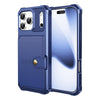 Echo Luxury Leather Wallet Case For iPhone Series 14-17 Blue