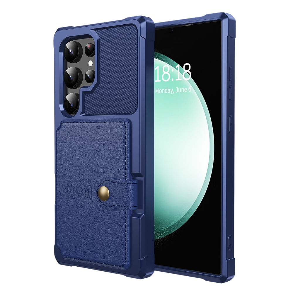 Echo Luxury Leather Wallet Case For Galaxy S Series Blue