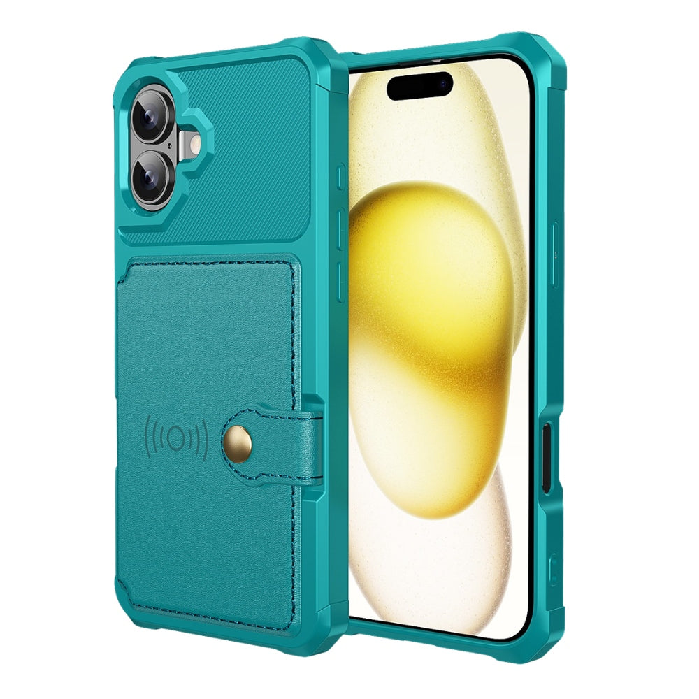 Echo Luxury Leather Wallet Case For iPhone Series 14-17 Green iPhone 17