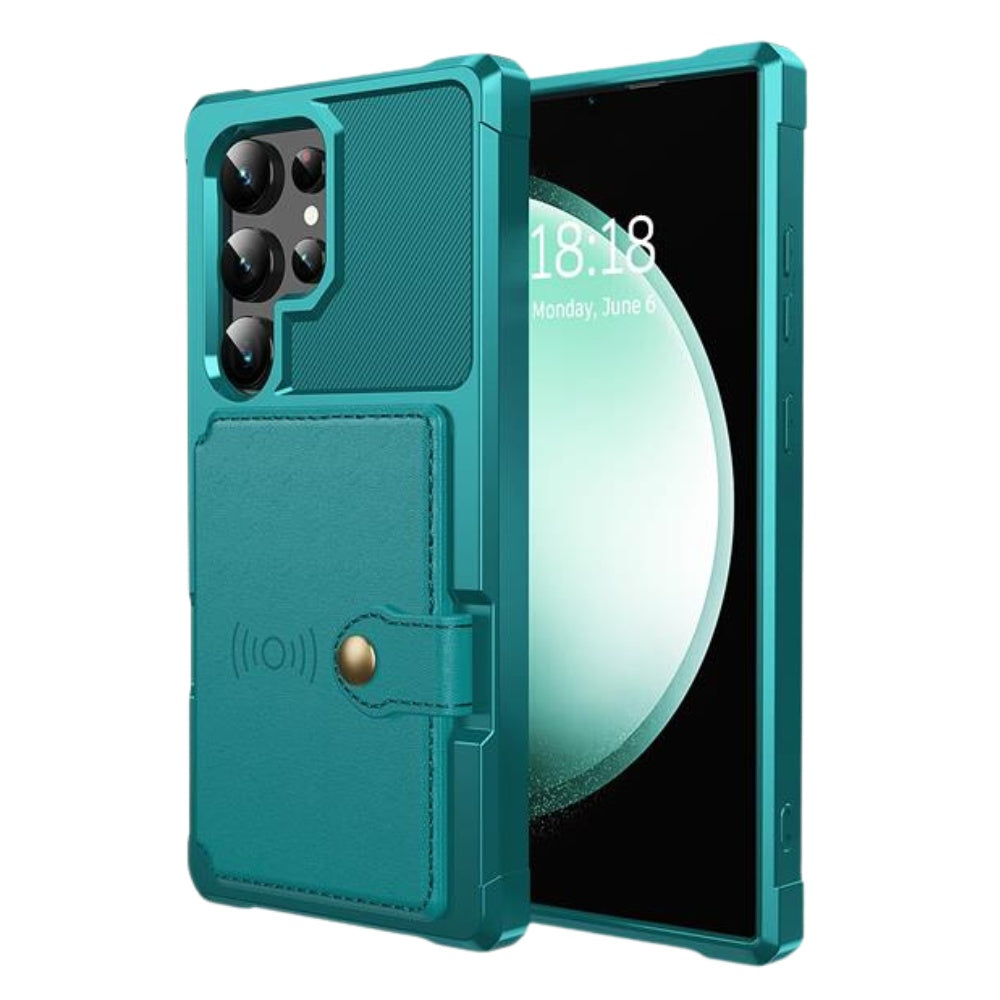 Echo Luxury Leather Wallet Case For Galaxy S Series Green