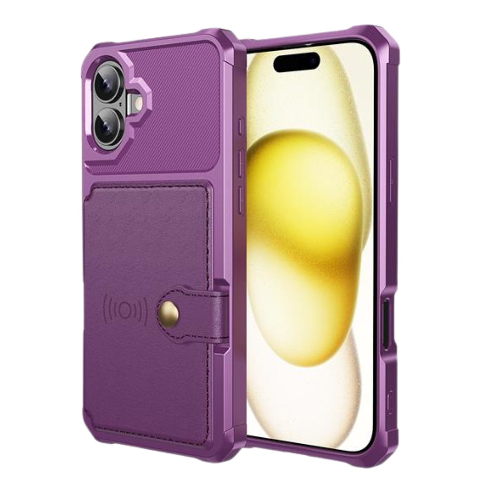 Echo Luxury Leather Wallet Case For iPhone Series 14-17 Purple iPhone 17