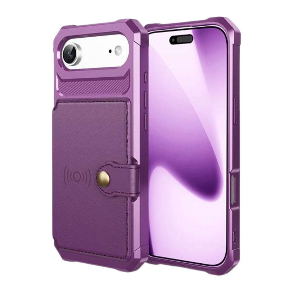 Echo Luxury Leather Wallet Case For iPhone Series 14-17 Purple iPhone Air