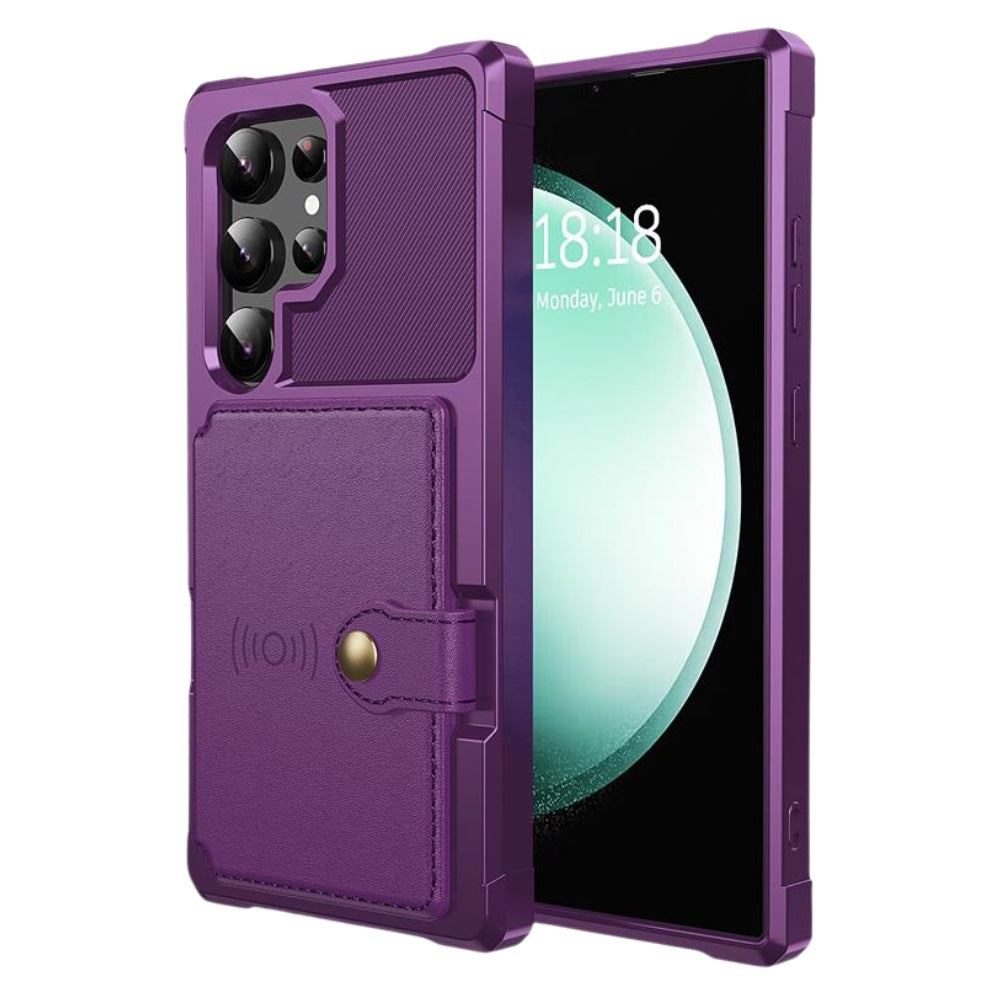 Echo Luxury Leather Wallet Case For Galaxy S Series Purple