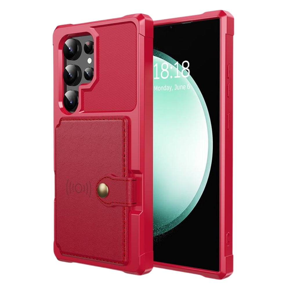 Echo Luxury Leather Wallet Case For Galaxy S Series Red
