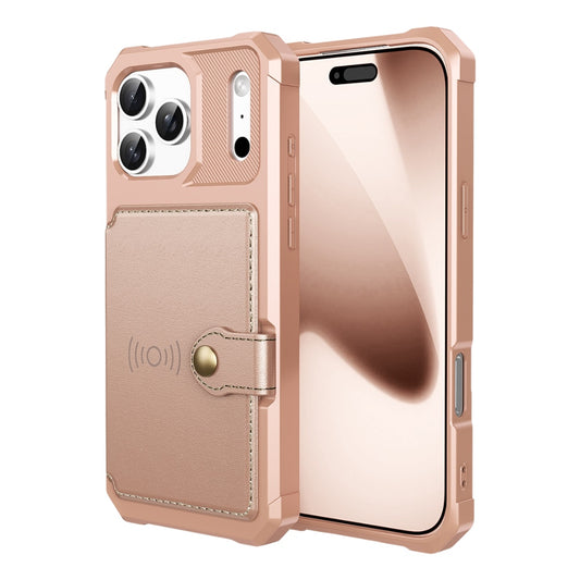 Echo Luxury Leather Wallet Case For iPhone Series 14-17 Rose
