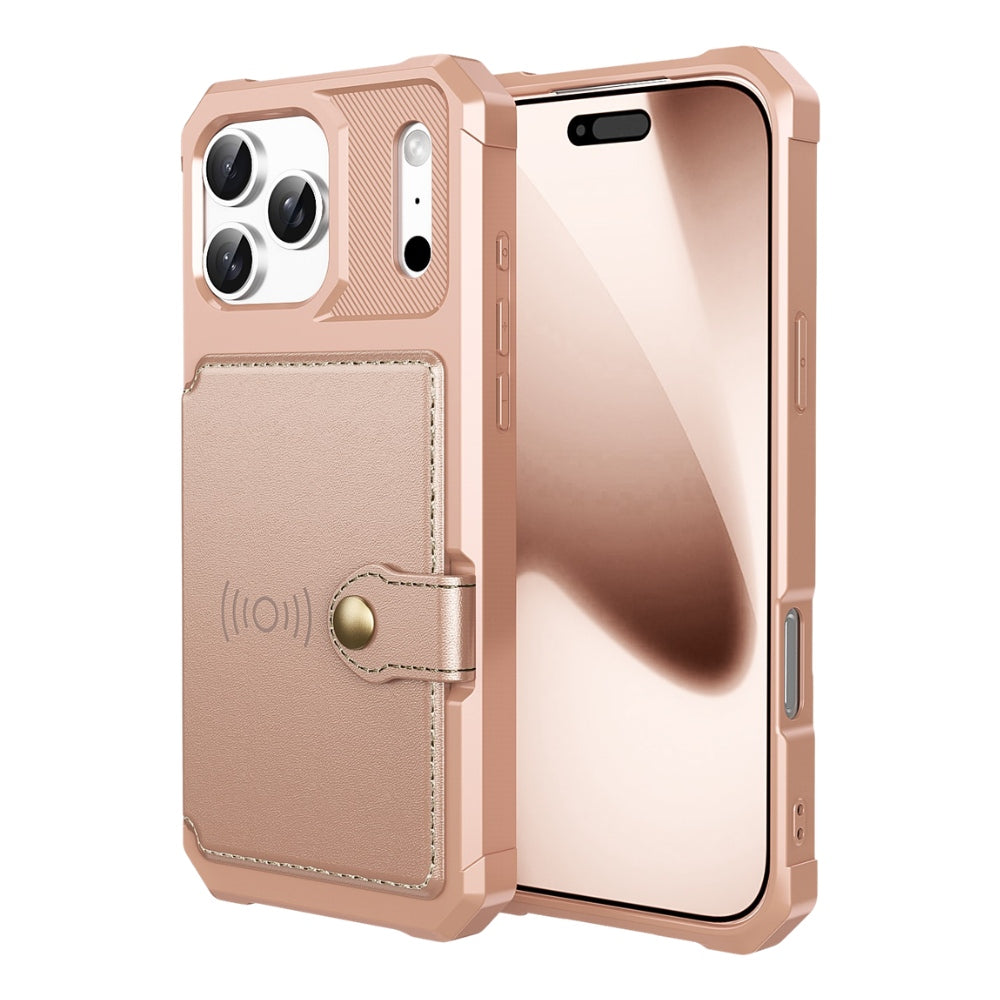Echo Luxury Leather Wallet Case For iPhone Series 14-17 Rose