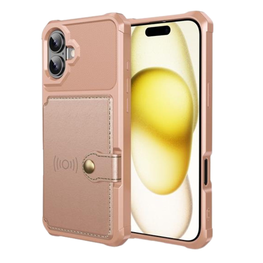Echo Luxury Leather Wallet Case For iPhone Series 14-17 Rose iPhone 17