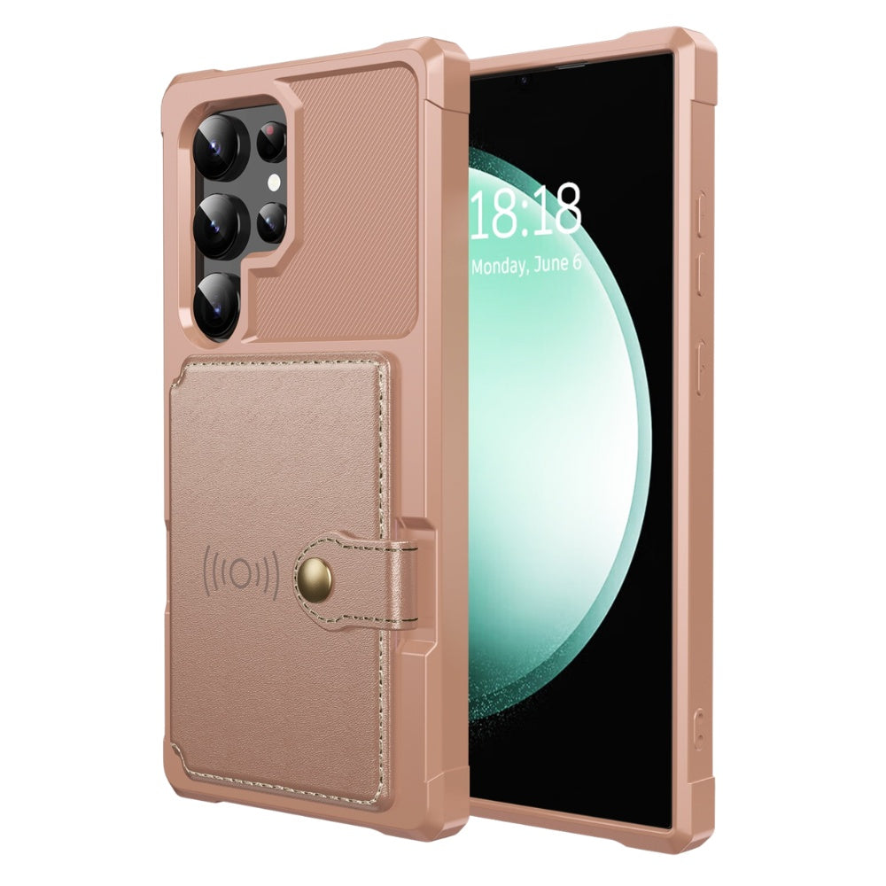 Echo Luxury Leather Wallet Case For Galaxy S Series Rose Gold