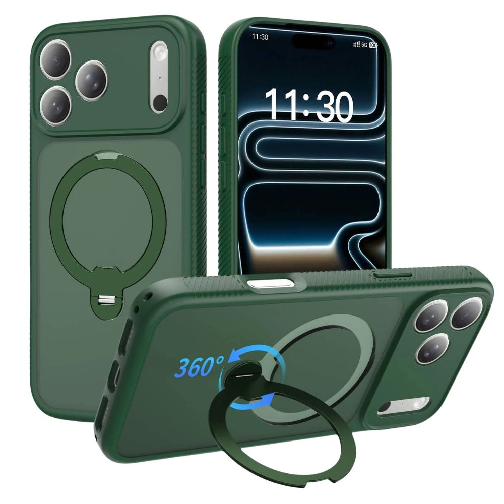 Feteo Slim Shockproof iPhone Case With Ring Holder Dark Green