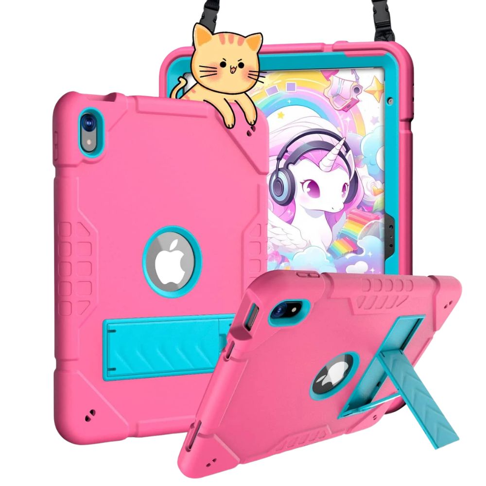 Ferrox Heavy Duty iPad Case With Kickstand Rose Red Blue
