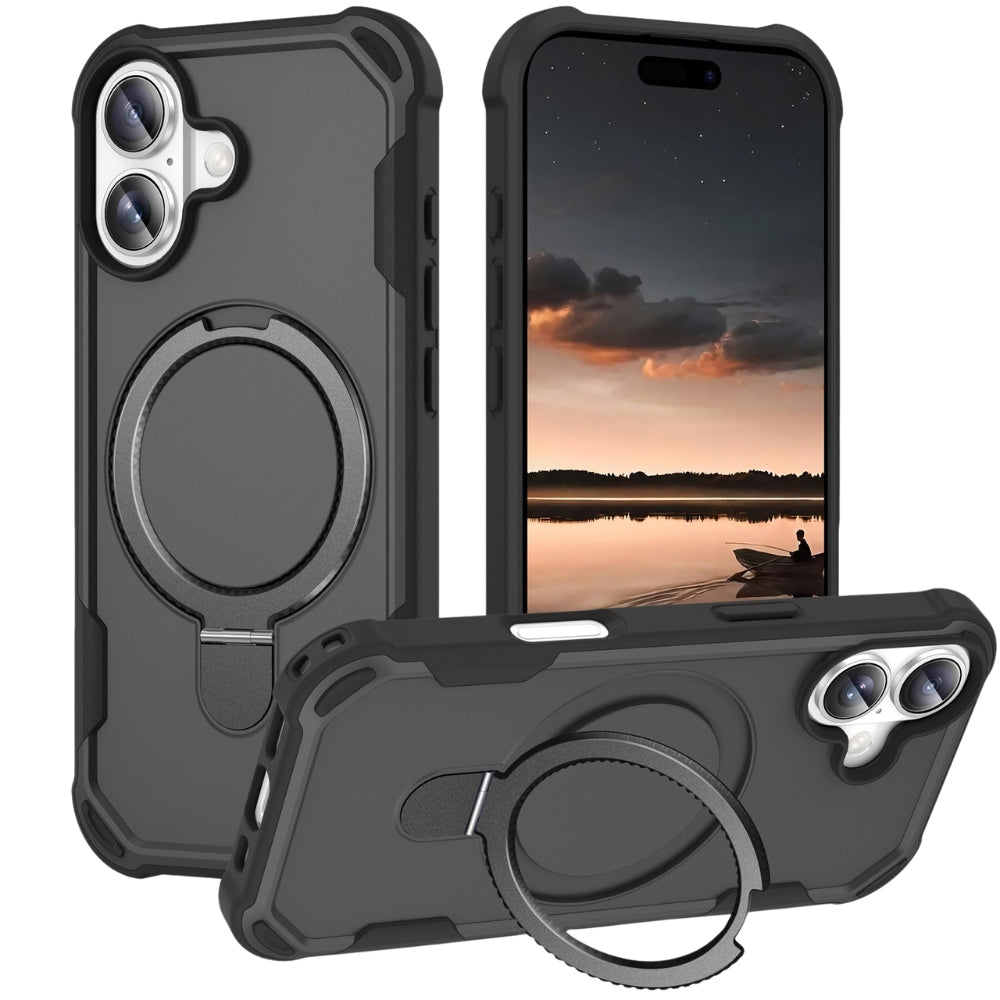 Fruor Slim Shockproof MagSafe iPhone Case With Ring Holder Black iPhone 17