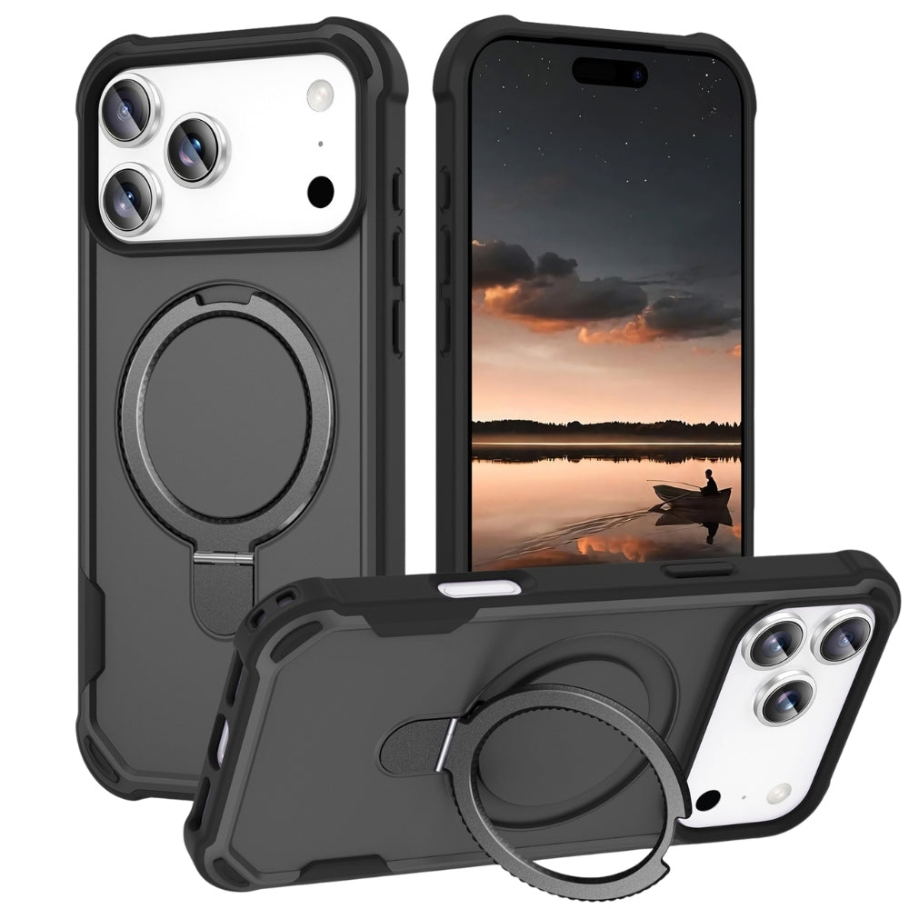 Fruor Slim Shockproof MagSafe iPhone Case With Ring Holder Black