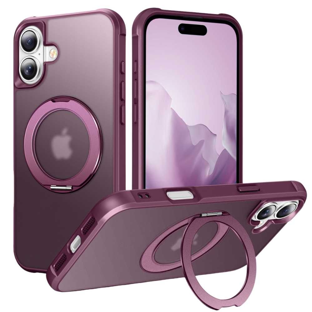 Creo Shockproof iPhone Case With 360° Rotatable Magnetic Ring Claret iPhone 17