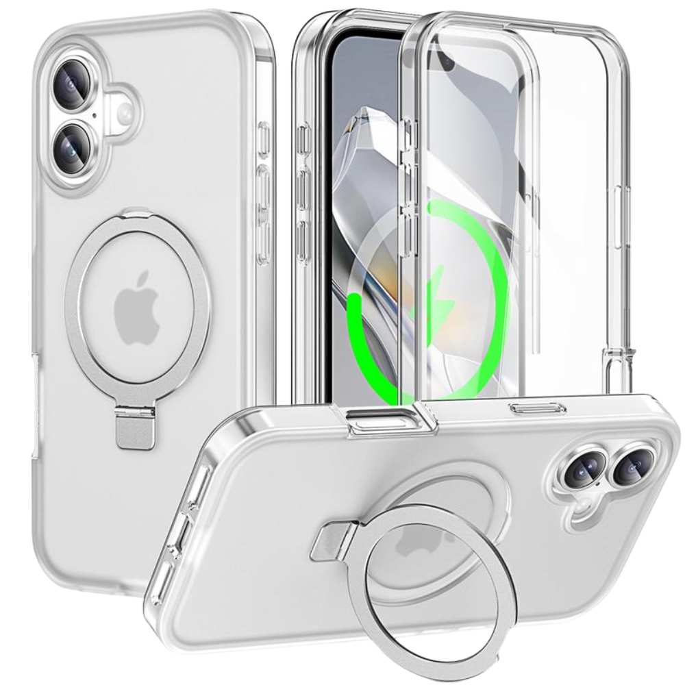 Dives Shockproof Matte iPhone Case With Screen Protector And Ring Holder Transparent iPhone 17