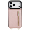Nitida Crossbody Leather Case With Stand For iPhone 15 Series Rose Gold