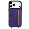 Nitida Crossbody Leather Case With Stand For iPhone 15 Series Purple