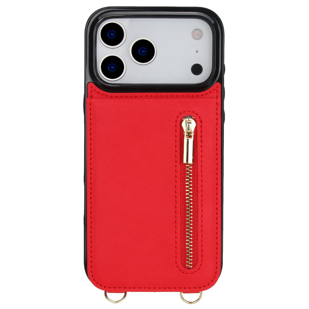 Nitida Crossbody Leather Case With Stand For iPhone 15 Series Red