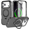 Dives Shockproof Matte iPhone Case With Screen Protector And Ring Holder Black