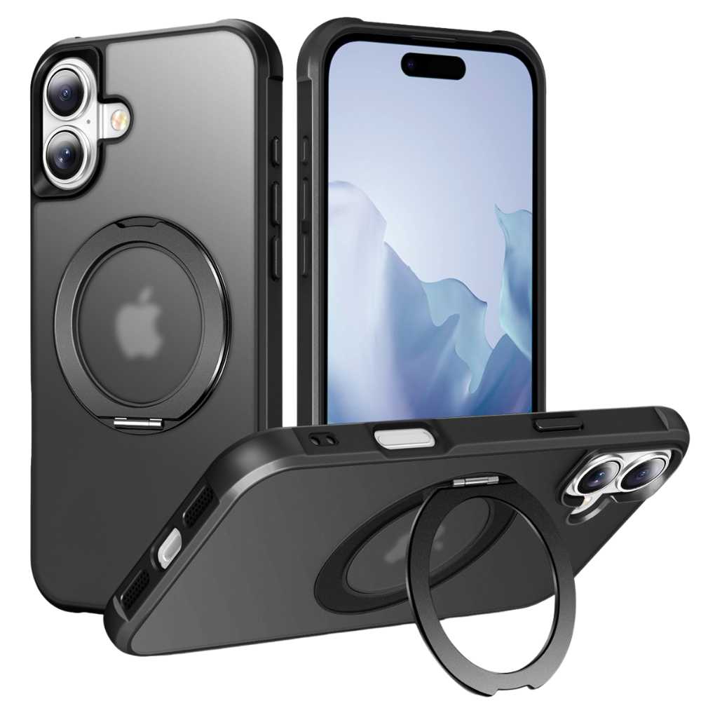 Creo Shockproof iPhone Case With 360° Rotatable Magnetic Ring Black iPhone 17
