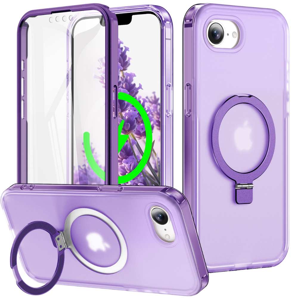Dives Shockproof Matte iPhone Case With Screen Protector And Ring Holder Purple iPhone 17e