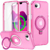 Dives Shockproof Matte iPhone Case With Screen Protector And Ring Holder Rose Red iPhone 17e