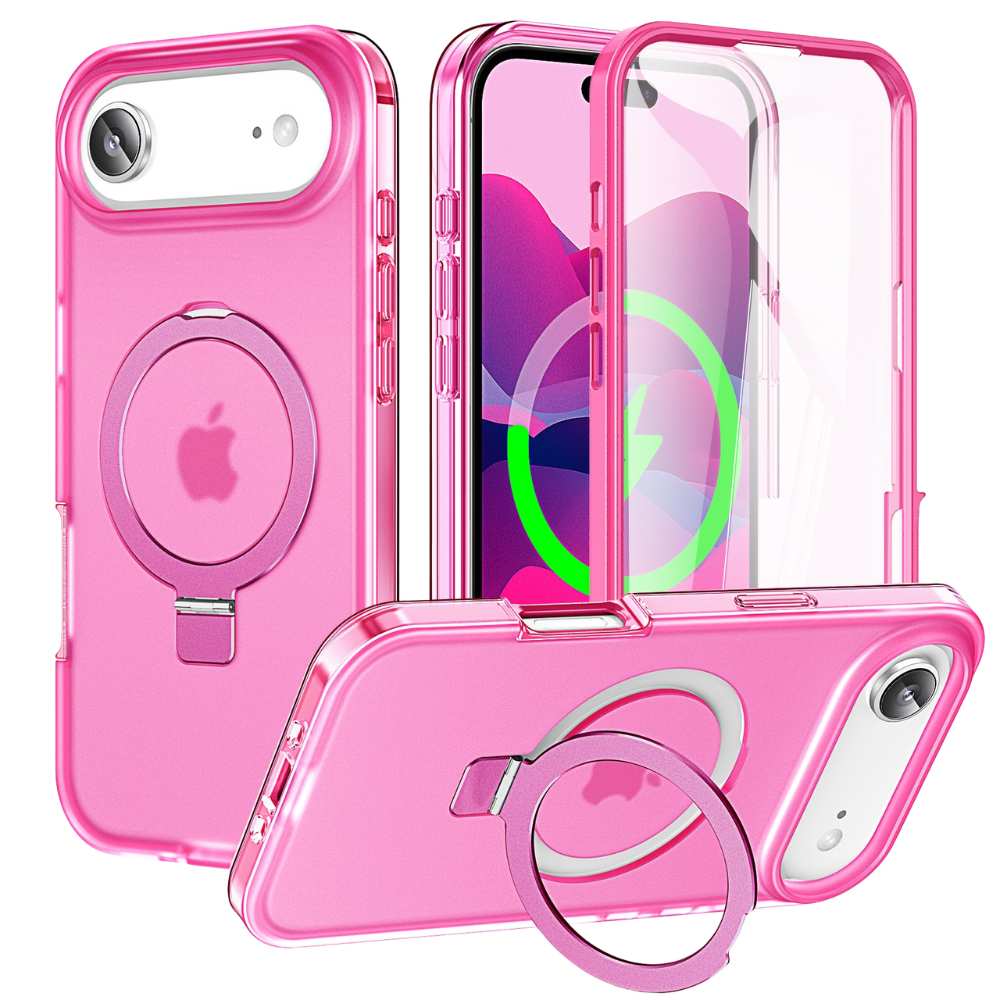 Dives Shockproof Matte iPhone Case With Screen Protector And Ring Holder Rose Red iPhone Air