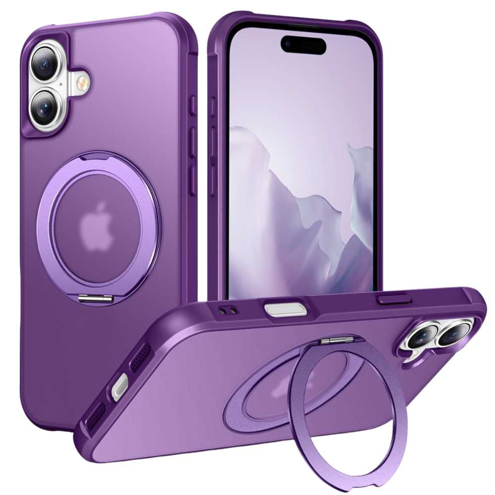 Creo Shockproof iPhone Case With 360° Rotatable Magnetic Ring Purple iPhone 17