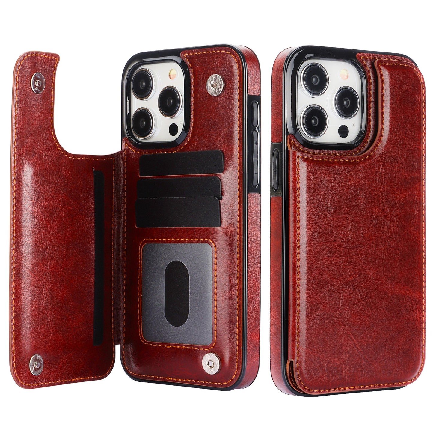 Vistor Leather Flip Wallet Case For iPhone 14 and 15 Series