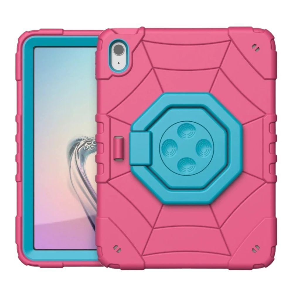 Imperix Spider Web Heavy Duty iPad Case Rose Red Blue