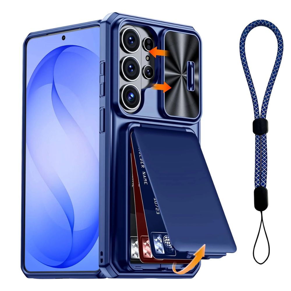 Intereo Slim Shockproof Galaxy Case With Card Holder Blue