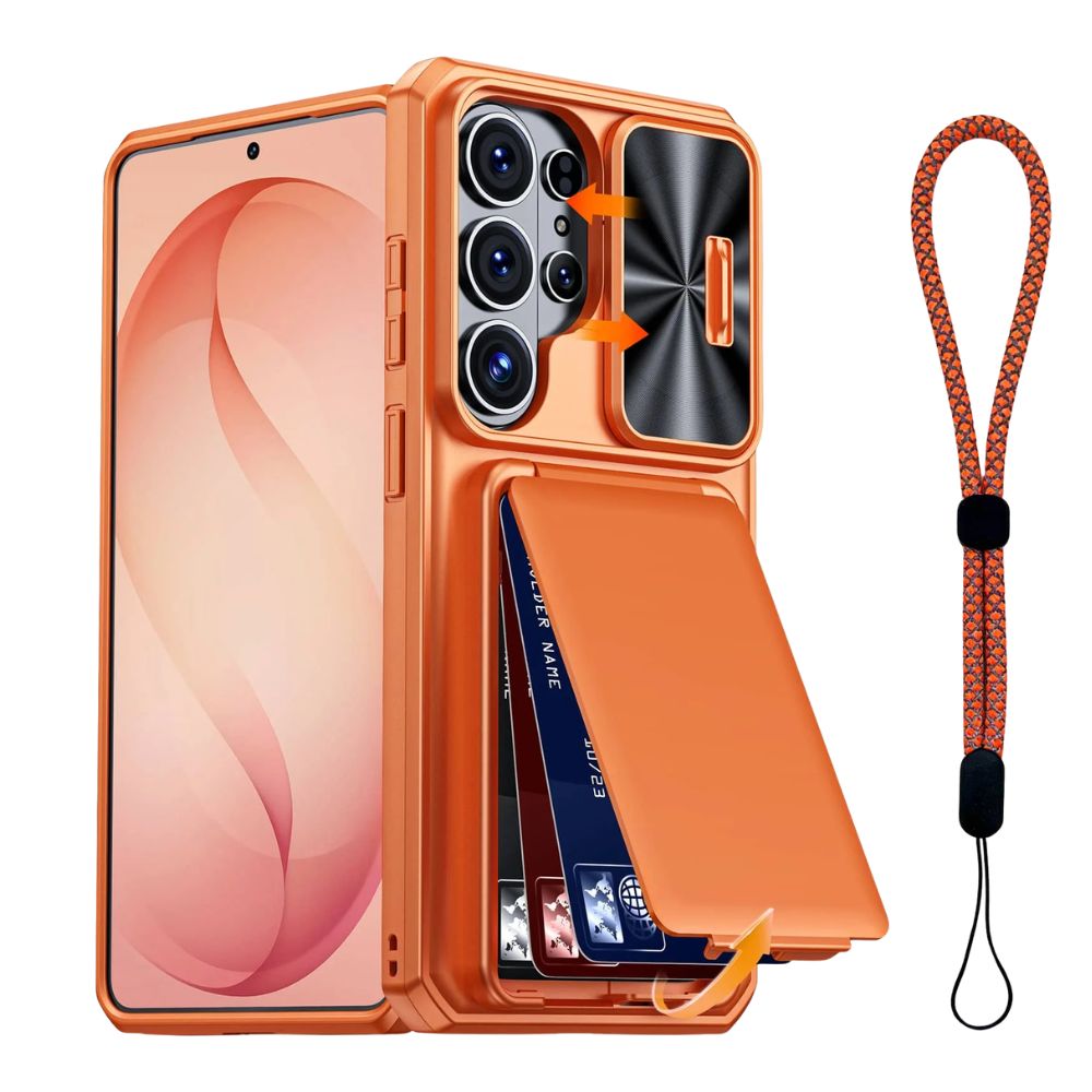 Intereo Slim Shockproof Galaxy Case With Card Holder Orange