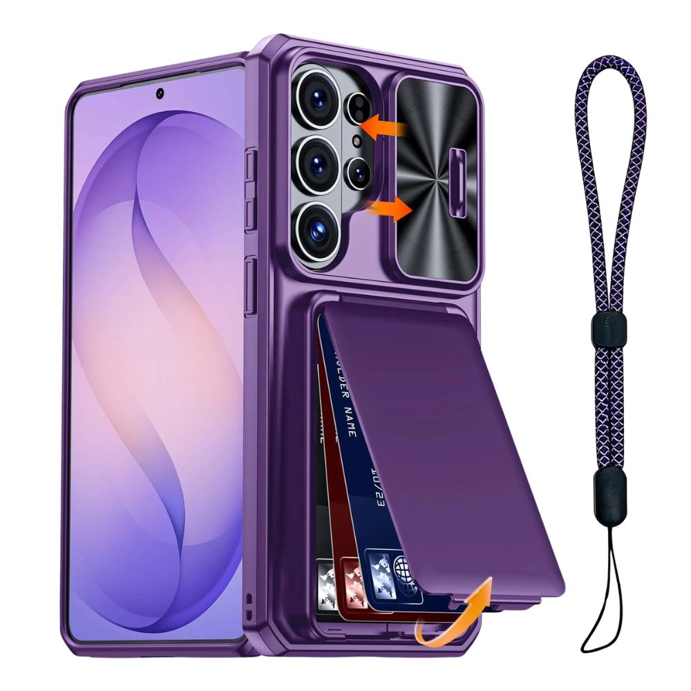 Intereo Slim Shockproof Galaxy Case With Card Holder Purple
