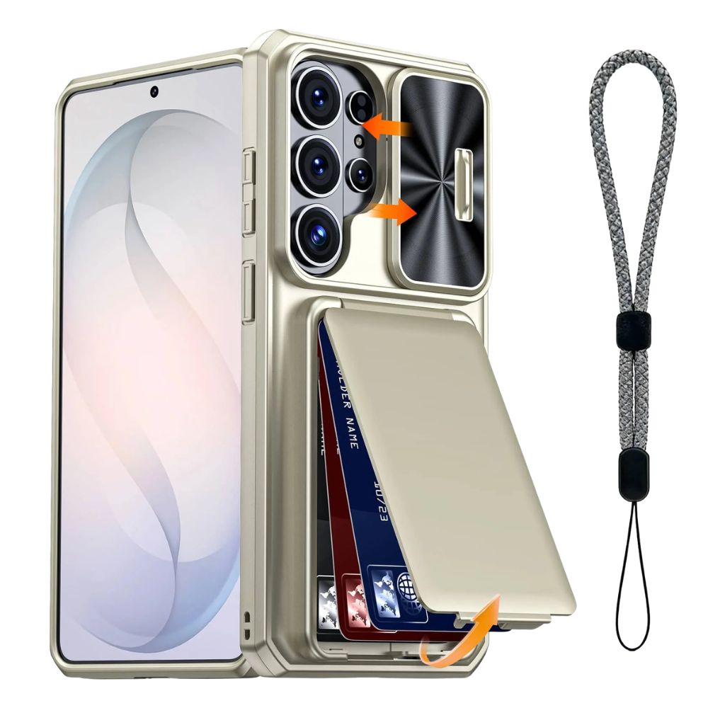Intereo Slim Shockproof Galaxy Case With Card Holder Titanium Gold