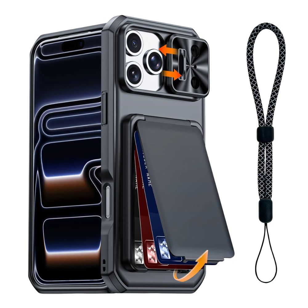 Invictor Slim Shockproof iPhone Case With Card Holder Black