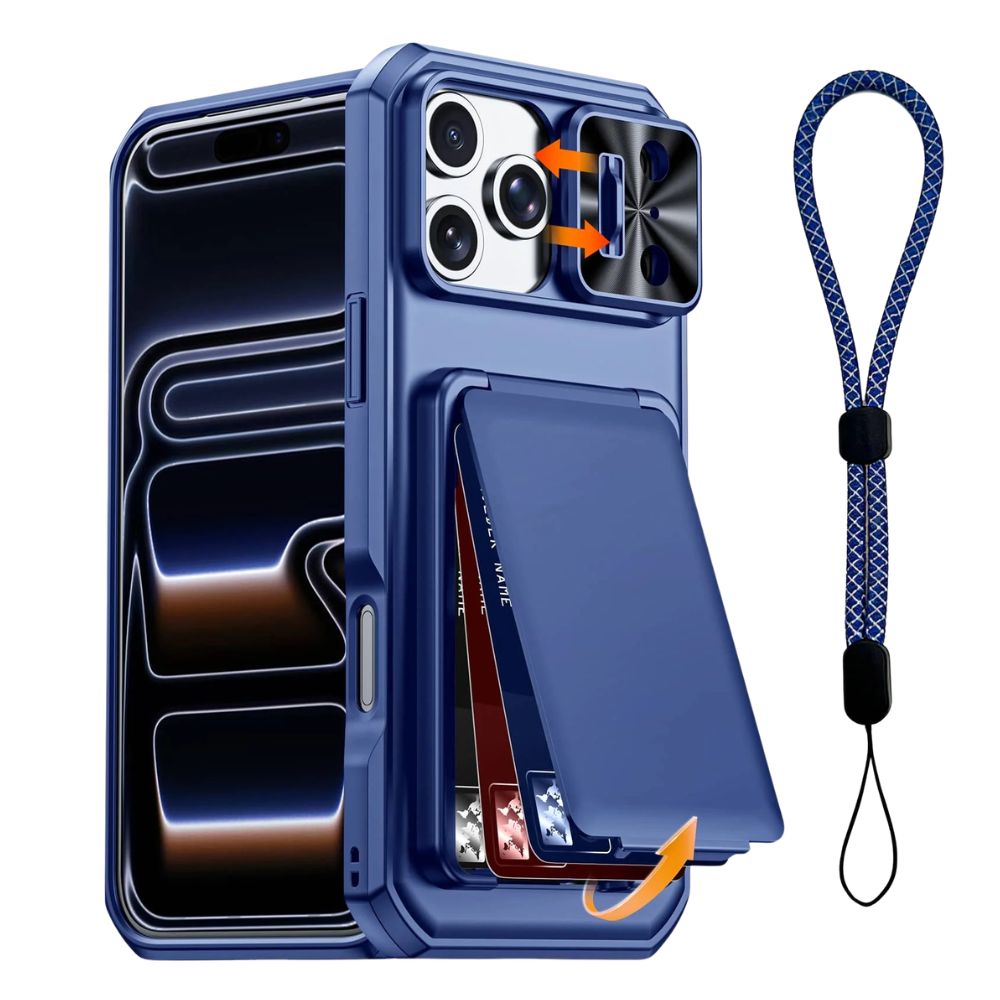Invictor Slim Shockproof iPhone Case With Card Holder Blue