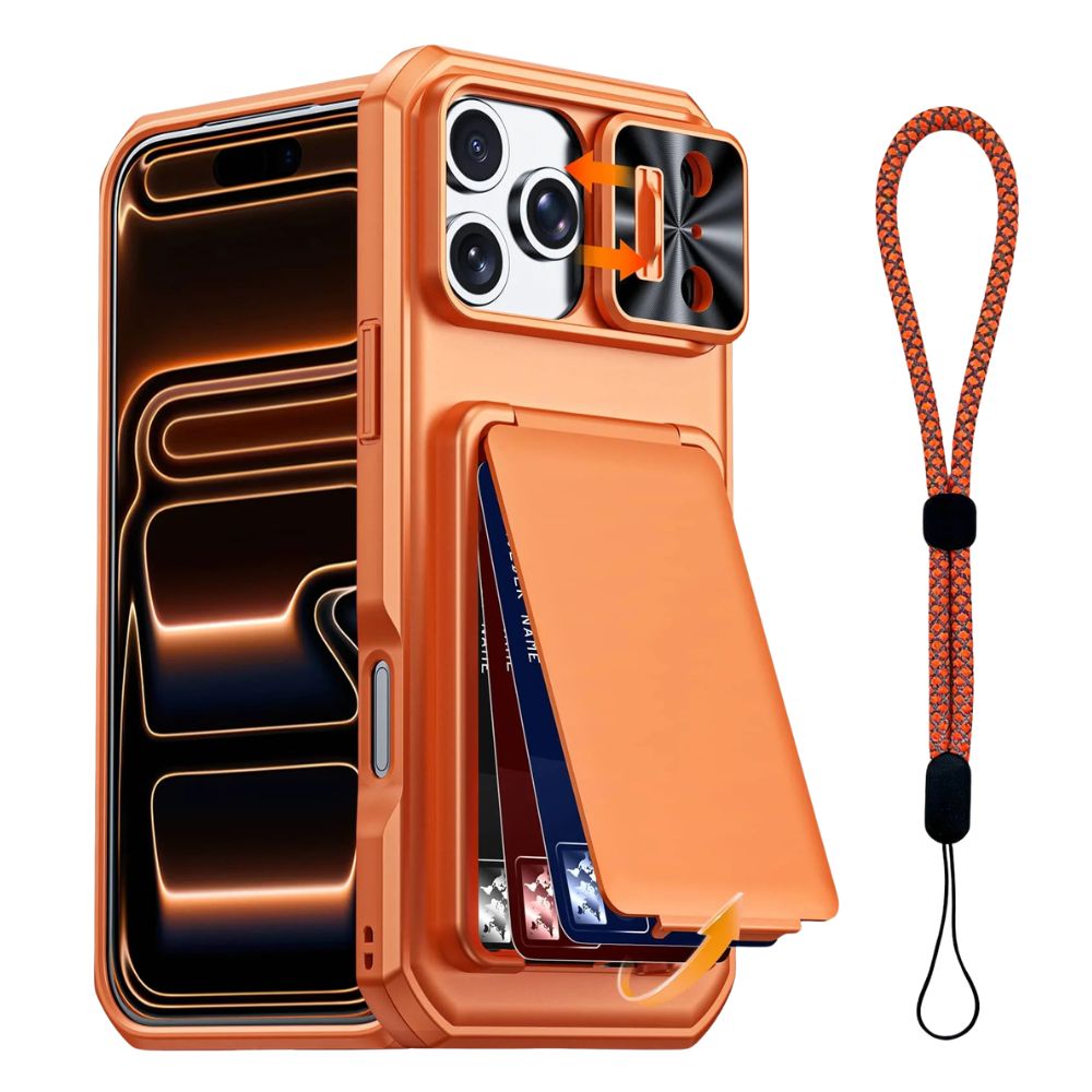 Invictor Slim Shockproof iPhone Case With Card Holder Orange