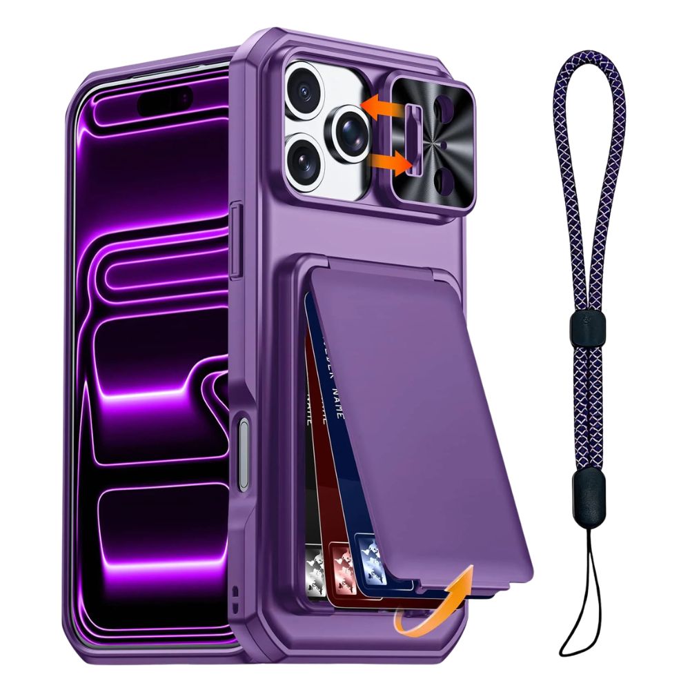 Invictor Slim Shockproof iPhone Case With Card Holder Purple