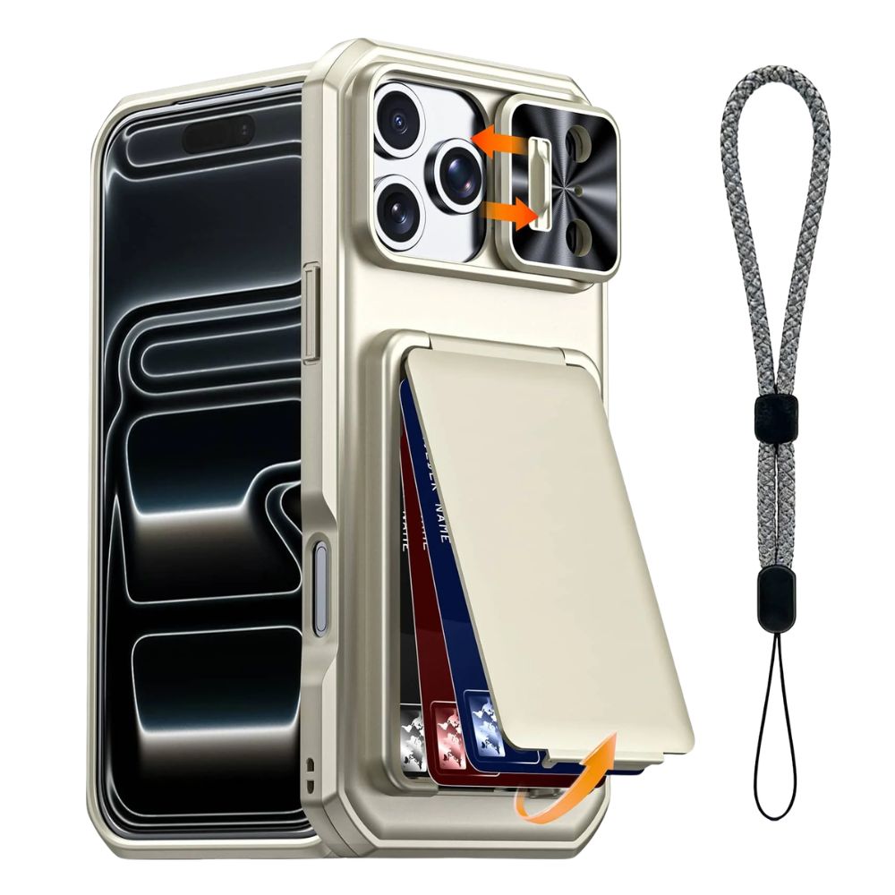Invictor Slim Shockproof iPhone Case With Card Holder Titanium Gold